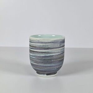 Japanese Ceramic Tea Cup -Gray and Blue. Handmade in Japan